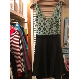 mint green and black dress